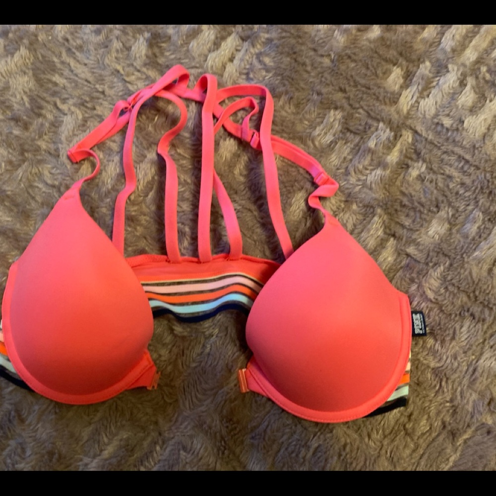 Multicolored Front-Close Push-up bra by PINK